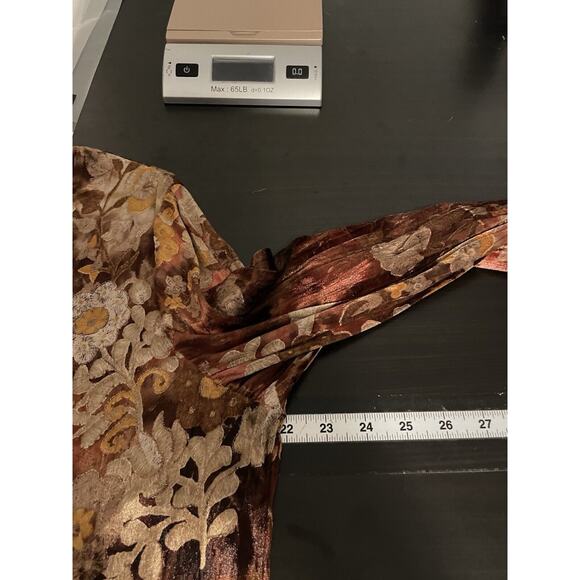 Vintage Conrad C Womens Top 1X Red Floral Stretch Long Sleeve Artsy Deadstock - Picture 6 of 8